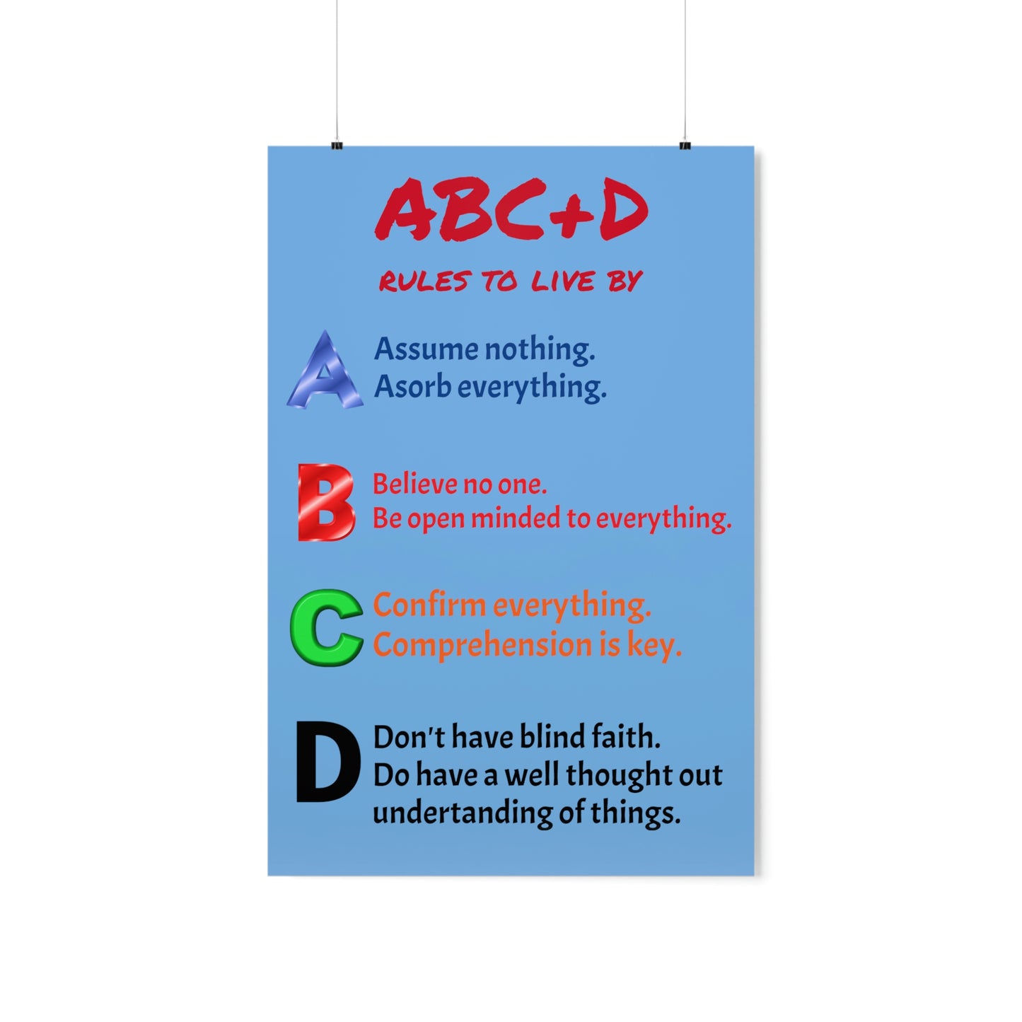 *NEW* Premium Matte Vertical Poster Art - ABC+D rules to live by