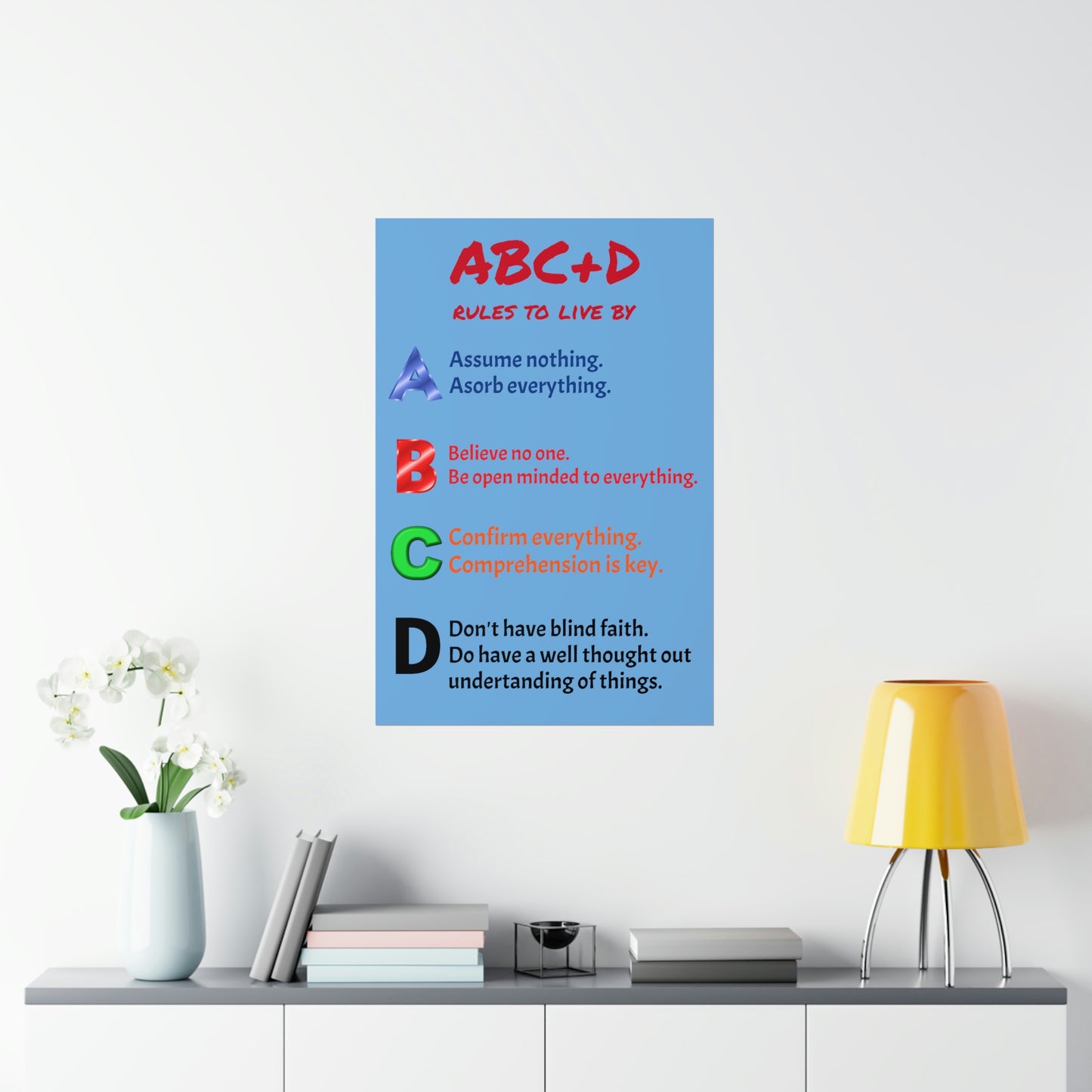 *NEW* Premium Matte Vertical Poster Art - ABC+D rules to live by